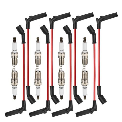 BDFHYK 41-962 Spark Plugs & 9748RR 48322 Spark Plug Wires, High performance Spark Plug Wire Set Compatible With Buick Compatible With Cadillac