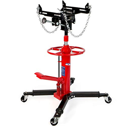 XtremepowerUS Heavy Duty 1/2 Ton Hydraulic Telescopic Transmission Jack 2-Stage Hydraulic Transmission Pump Lift Hoist, Red/Black