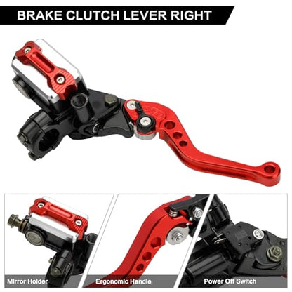 Motorcycle 7/8" 22mm Handlebar Brake Master Cylinder Clutch Lever - color: Red