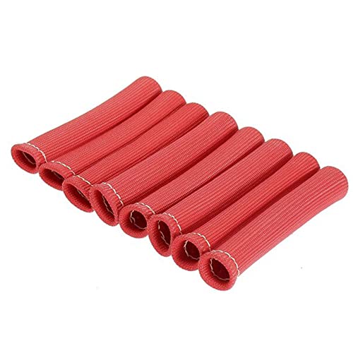 Spark Plug Wire Heat Shield Spark Plug Wire Heat Shield Sleeve Spark Plug Boot Protector Boots Wrap for SBC BBC 350 454 8PCS Plug Wire Covers - 2500F High Temp Protection (Red) - color: Red