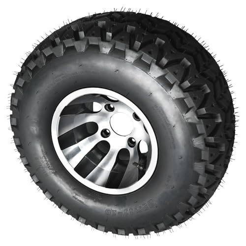 23x11-10 ATV Tire & Wheel – 10" Aluminum Alloy Rim with Knobby Lug Tread for UTV, Go Kart, Golf Cart, Utility Off-Road Vehicle, Lawn Mower, Single Tire Combo - color: 1pack 23x11-10