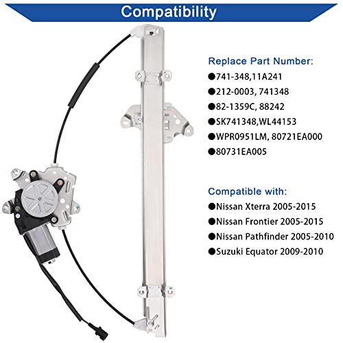 Obaee Window Regulator with Motor Front Left Driver Side, Replace 741-348 - size: Front Left Driver Side