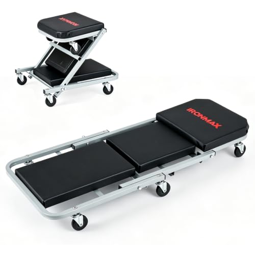 IRONMAX 40" Folding Z Mechanic Creeper, 6 Swivel Wheels, 330 LBS Capacity - size: 40 Inch