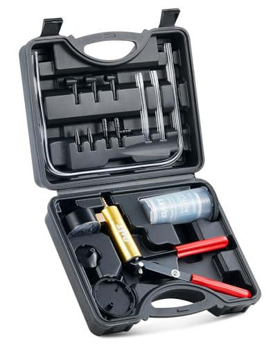 OMT One-Man Brake Bleeding Kit with Hand Vacuum Pump and Dial Gauge, Black - color: Black
