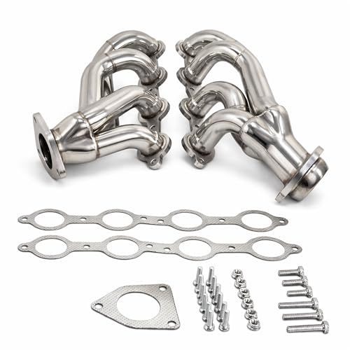 Stainless Steel Shorty Exhaust Headers 1999-2001 Silverado Sierra 1500, 2000-2001 Chevy Tahoe Yukon 4.8L 5.3L 3 Engines
