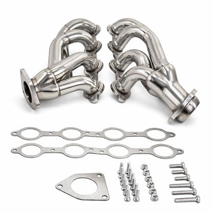 Stainless Steel Shorty Exhaust Headers 1999-2001 Silverado Sierra 1500, 2000-2001 Chevy Tahoe Yukon 4.8L 5.3L 3 Engines