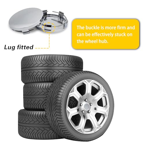 4 Pack Car Wheel Center Hub Caps, ABS Rust-Proof Center Caps for Rims, Vehicle Rim Hub Caps Accessories, 2.36" OD 2.2" ID Tight Fitting Snap-on Wheel Hub Modified Dustproof Cover (Silver) - color: Silver