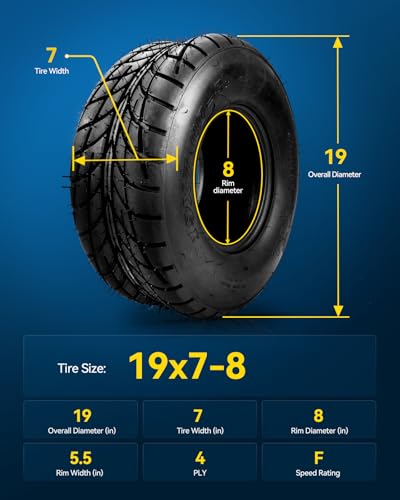PHILTOP ATV UTV All-Terrain Tires 19x7-8,Go Kart Mini Bike Tire,4PR, Set 1 - color: Z-129 -1PCS, size: 19x7-8