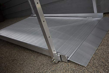 EZ-ACCESS - Portable Wheelchair Ramp and Aluminum Ramp with Handrails - Heavy Duty Mobility Device, Handicap Ramp with Textured Surface for Steps & Self-Adjusting Bottom Transition Plates - 3G 5-Foot - size: 60 Inch (Pack of 1), style: Ramp + two-line rai