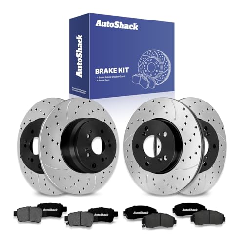AutoShack Front Vented & Rear Solid E-Coated Rotors & Ceramic Pads - style: ShadowGuard & Pad
