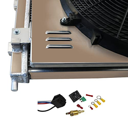 3 ROW ALUMINUM RADIATOR SHROUD FAN FOR 2005-2013 2009 CHEVY CORVETTE C6 V8 MT