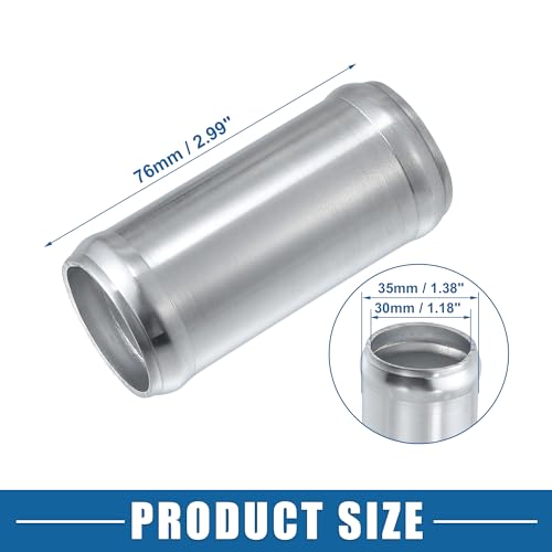 Car Adapter Joiner Pipe Universal 35mm 1.38" OD 76mm 2.99" Length Connector Tubing Adapter Aluminum Alloy Silver Tone