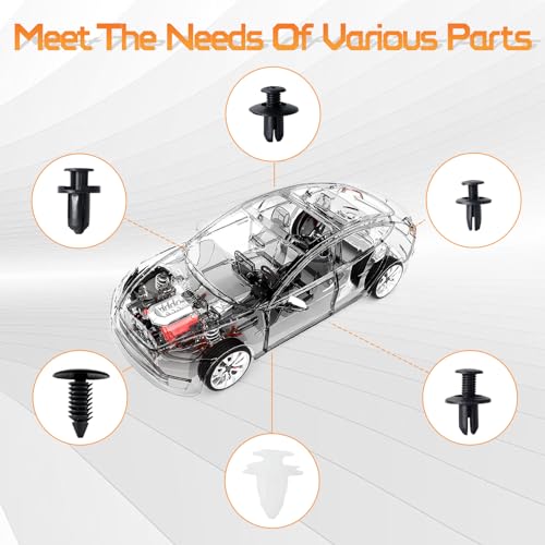 OTUAYAUTO 120PCS Nylon Push-Type Bumper Retainer Clips - size: 120Pcs 6 Sizes Clips with 1 Remover