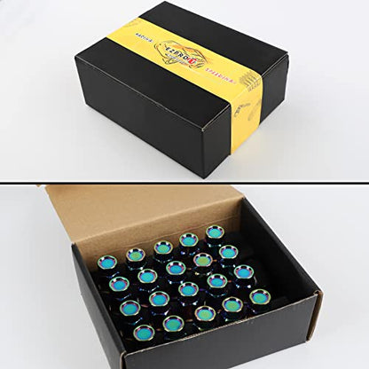20PCS Closed End Lug Nuts M12X1.5 Wheel Rims Lug Nuts +Socket (Neo Chrome) - color: Neo Chrome