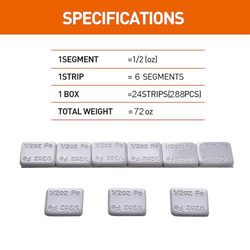 Eisen Stick on Adhesive Wheel Weights, 1/2oz, 144pcs, Grey, Zinc