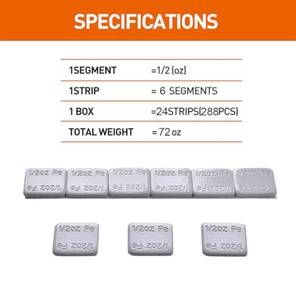 Eisen Stick on Adhesive Wheel Weights, 1/2oz, 144pcs, Grey, Zinc