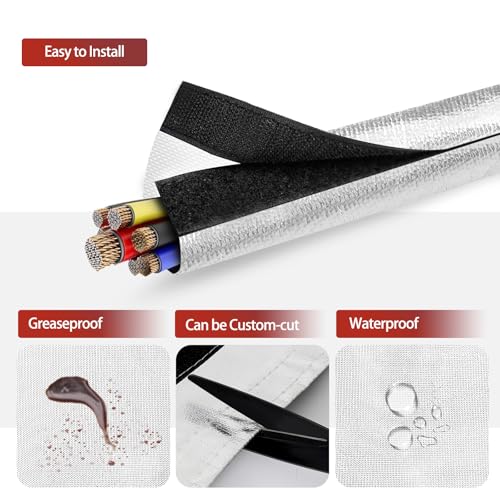 Wire Heat Shield Wrap for Car Hose Lines, 1-1/4" I.D.x 10FT, Silver - color: Silver, size: 1-1/4" I.D. x 10FT