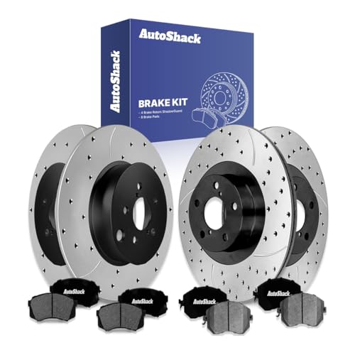 AutoShack Front Vented & Rear Solid E-Coated Rotors & Ceramic Pads - style: ShadowGuard & Pad