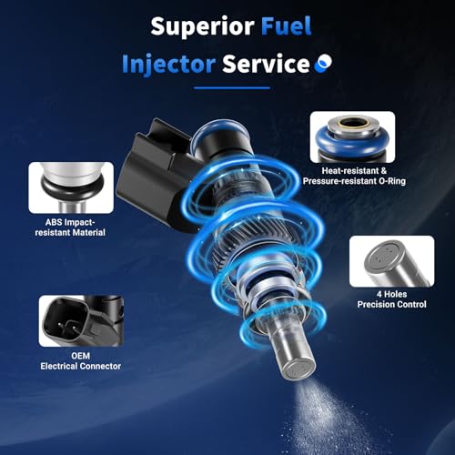 4Pcs Fuel Injectors Compatible with Jeep Dodge L4 2.0L 2.4L - size: FJ1058