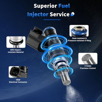 4Pcs Fuel Injectors Compatible with Jeep Dodge L4 2.0L 2.4L - size: FJ1058