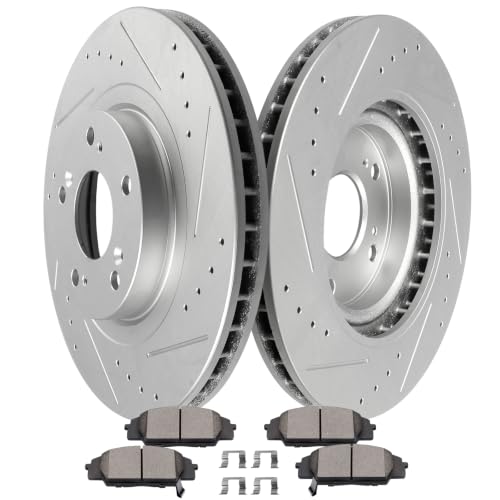 SCITOO Brake Kits Front Slotted Brakes Rotors Ceramic Brake Pad:31347;D829 - size: Front 31347 + D829 [2+4PCS]