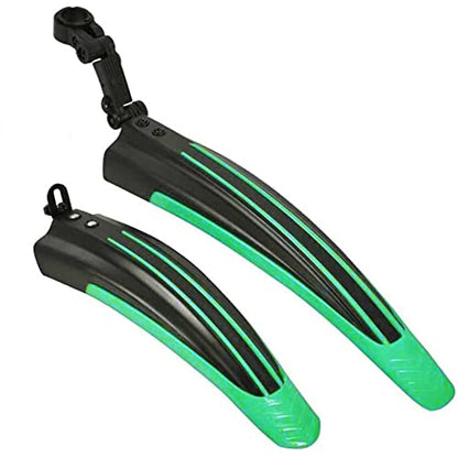 BlueSunshine Adjustable Road Mountain Bike Bicycle Cycling Tire Front/Rear Mud Guards Mudguard Fenders Set (Green + Black) - color: Green + Black