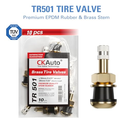 CKAuto TR501 Metal Clamp-in Tire Valve Stems, 1.5" Eff. Length, 10 Pcs/Pack - color: TR50110