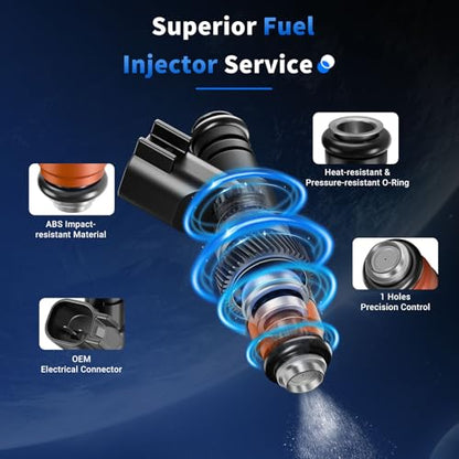 6Pcs Fuel Injectors Compatible with Ford F150 E150 E250 4.2L - size: FJ460
