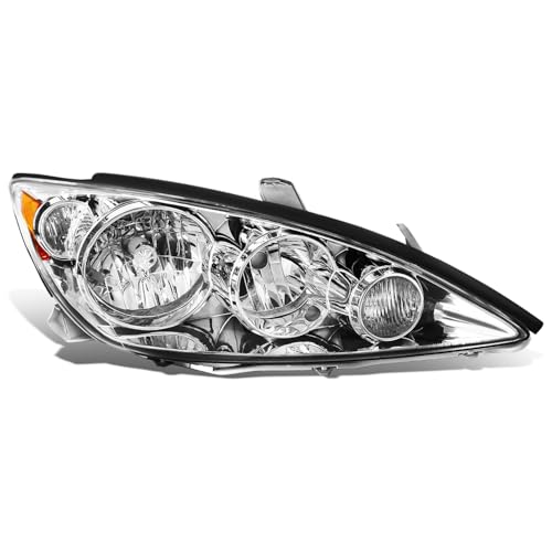 Auto Dynasty Headlight Assembly Compatible with Toyota Camry US 2005-2006, TO2519118 OE Style Headlight Lamp Replacement, Passenger Right Side, Chrome Housing Amber Corner - color: Right Chrome Housing Amber Corner, size: Fit 2005-2006 Camry