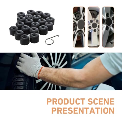 20Pcs Car Wheel Lug Nut Covers,17mm Tire Bolt Caps, Wheel Bolt Covers Caps with Removal Tool, Compatible with VW, Jetta, Beetle, Passat, GTI, CC(Black)