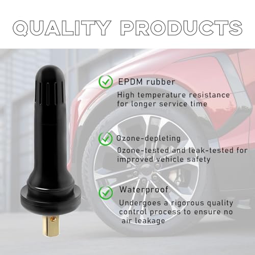 povtii 5PCS TPMS 20008 Tire Valve Stem, Snap-in Rubber Tubeless Tire Pressure Sensor Valve Stem Replacement, Compatible with Enclave Escalade Avalanche Sierra, Car Accessories
