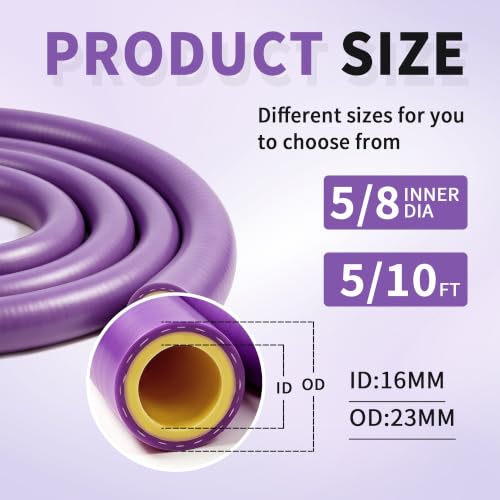 5/8" ID-5Ft(ID 16mm) Heater Hose Enhanced Double Reinforcement - color: Purple, size: 5/8" ID-5Ft(ID 16mm)