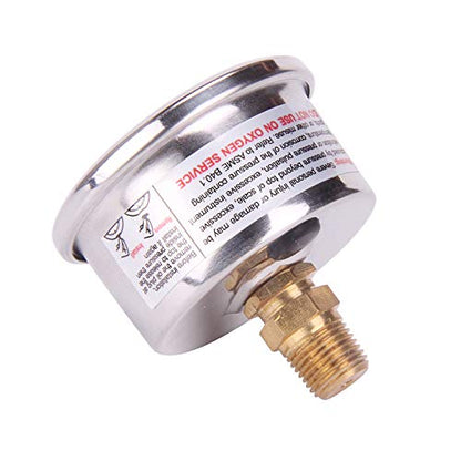 MEASUREMAN 1.5" Dial Size, 304 Stainless Steel case, Liquid Filled Fuel Pressure Gauge, 0-60Psi, 3-2-3%, 1/8" NPT Center Back Mount - size: 0-60 psi, style: Back Mount