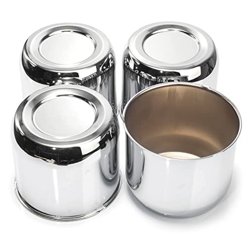 4Pcs 4.41 inch Wheel Center Caps Fit 4.41" Center Bore Truck Trailer RV SUV Wheels Rims, Carbon Steel Chrome Silver Push Through Hub Covers - color: Chrome Silver, size: 4.41in Hub Hole, 3.7in Tall