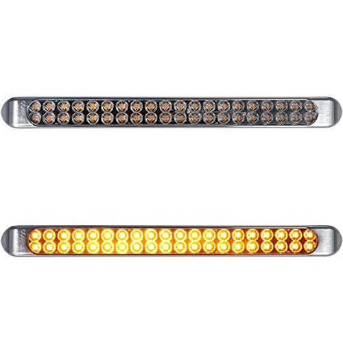 Partsam 2Pcs 17 Inch Amber Led Truck Trailer Light Bar 40 LED Clear Lens Dual Row, 17" Sealed LED Waterproof Submersible Turn Signal Tail Clearance Marker Identification Truck Trailer Light Bar - color: Amber Led