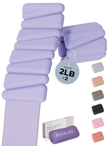 Pilates Wrist & Ankle Weights | Adjustable Weighted Bangles | 1/2/3LB Each - color: Lilac, size: 2 LB