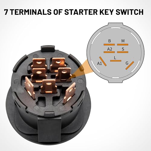 Oyviny Lawn Mowers Ignition Switch Replaces 532175566 925-1741 175566 175442 GY20074 94762 163968 Ignition Switch with Keys 7 Terminals for Husqvarna John Deere Cub Cadet Craftsman Mower