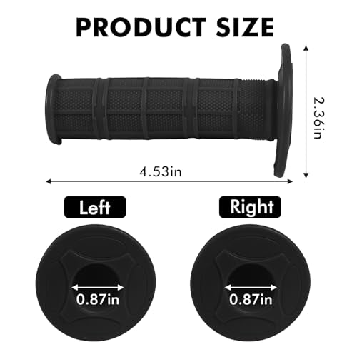 2PCS Motorcycle Handlebar Grips, 7/8 & 1 Inch Non-Slip Grips (Black) - color: Black