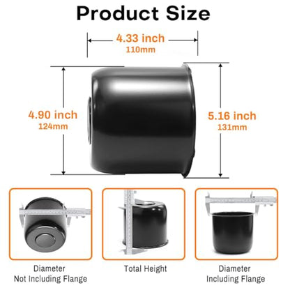 4Pcs 4.9" Trailer Wheel Center Caps Push Through Fit 4.88-4.9in Center Bore Truck Trailer RV SUV Wheels Rims, Steel Black Hub Covers - color: Black, size: 4.9in Hub Hole, 4.33in Tall