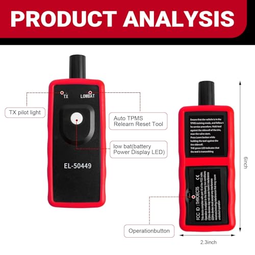Car TPMS Activation Tool, Replace OEM Number# EL-50449, Tire Pressure Monitor Sensor Activation Reset Tool, Compatible with Ford Lincoln Mercury TPMS Relearn Tool (Black & Red)