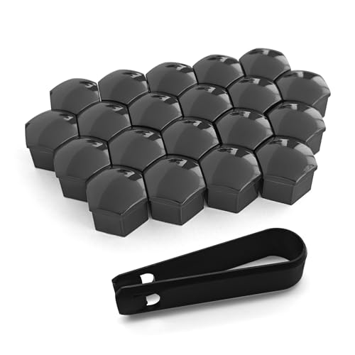 20PCS Lug Nut Covers, Bolt Covers Caps, 19mm Hexagonal Nut Covers with Removal Tool, Plastic Wheel Bolt Dust Caps Covers Auto Accessories Universal for Most Car Lug Nut Caps (Gray, 19mm) - color: Gray, size: 19mm