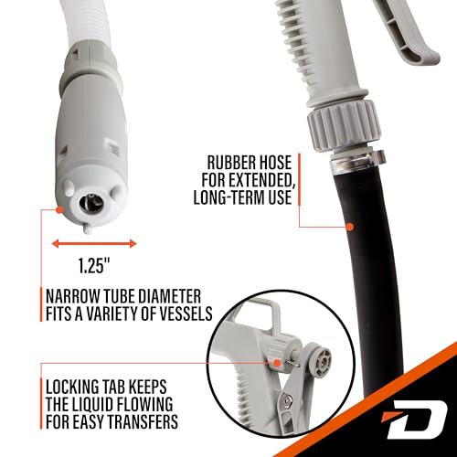 DeWay Fuel Transfer Pump, Trigger Nozzle, 51in Rubber Hose, 3.8 GPM - style: Hand-Trigger Nozzle w/ Rubber Hose