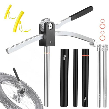 Dirt Bike Tire Changing Tool Kit Complete Package for Motocross, Enduro, Dirt Bikes 16"-21" Wheels, Includes 15/17/20/25mm Axles, Black