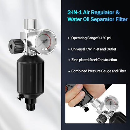 HVLP Air Spray Gun with 1.4/1.7/2mm Nozzles & Air Compressor Regulator, Air Spray Paint Gun w/10pcs 600cc Mixing Cup and Lids, Automotive Paint Sprayer for Car, House Painting, Furniture - color: Black