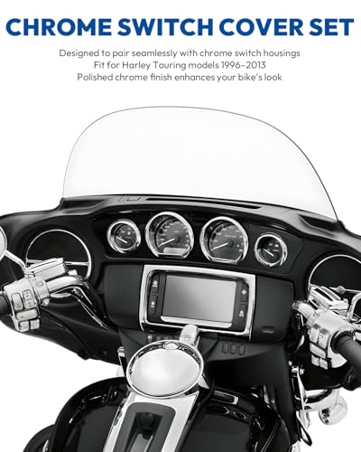 Switch Housings Caps Set Fit for Harley Davidson Electra Glide Road King Tri Glide 1996-2013, Chrome
