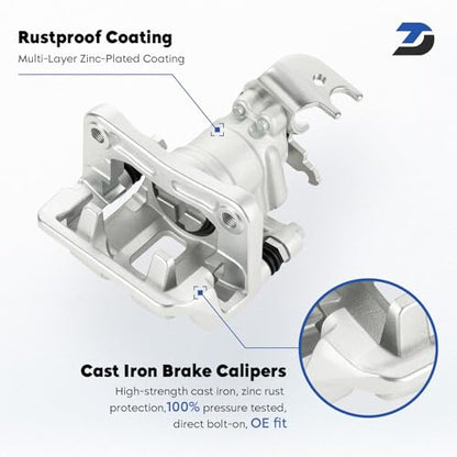 Rear Disc Brake Caliper Assembly with Bracket for 2008-2012 Honda Accord, 2009-2014 Acura TSX, Replacement 19-B3358 19-B3359