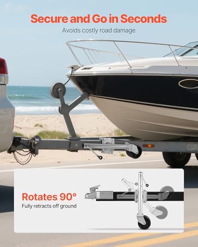 VEVOR Trailer Jack with Wheel, 2000 lbs Load Capacity, Heavy Duty Swivel Boat Trailer Jack with PP Dual Wheel & Ergonomic Handle, 15-27 Inch Lift Range, Fit for RVs, Boats and Utility Trailers - size: 2000lbs Upgraded (15-27 Inch Lift Range)