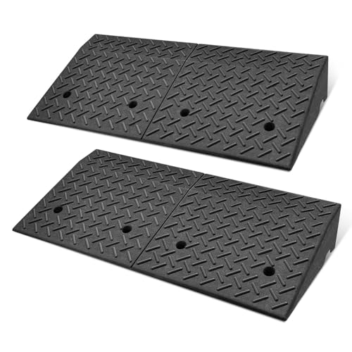 DNA Motoring 2pcs 6.3" Rise Rubber Curb Ramp Heavy Duty Loading Driveway Ramp Threshold Ramp 39 in L x 19.5 in W x 6.3 in H for Loading Dock, Warehouse, Motorcycles, Cars, TOOLS-00652X2 - style: 6.3" 2pc