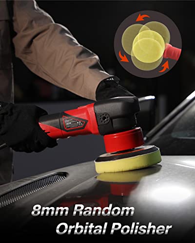 AVID POWER 5"/6" Dual Action DA Polisher Kit 6-Speed Random Orbital Buffer - color: Black&red