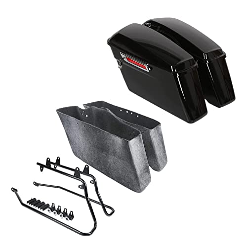 TCT-MOTORPARTS Hard Saddlebag Conversion Bracket Fit For Softail 1984-2017 - color: Vivid Black w/Black Brackets